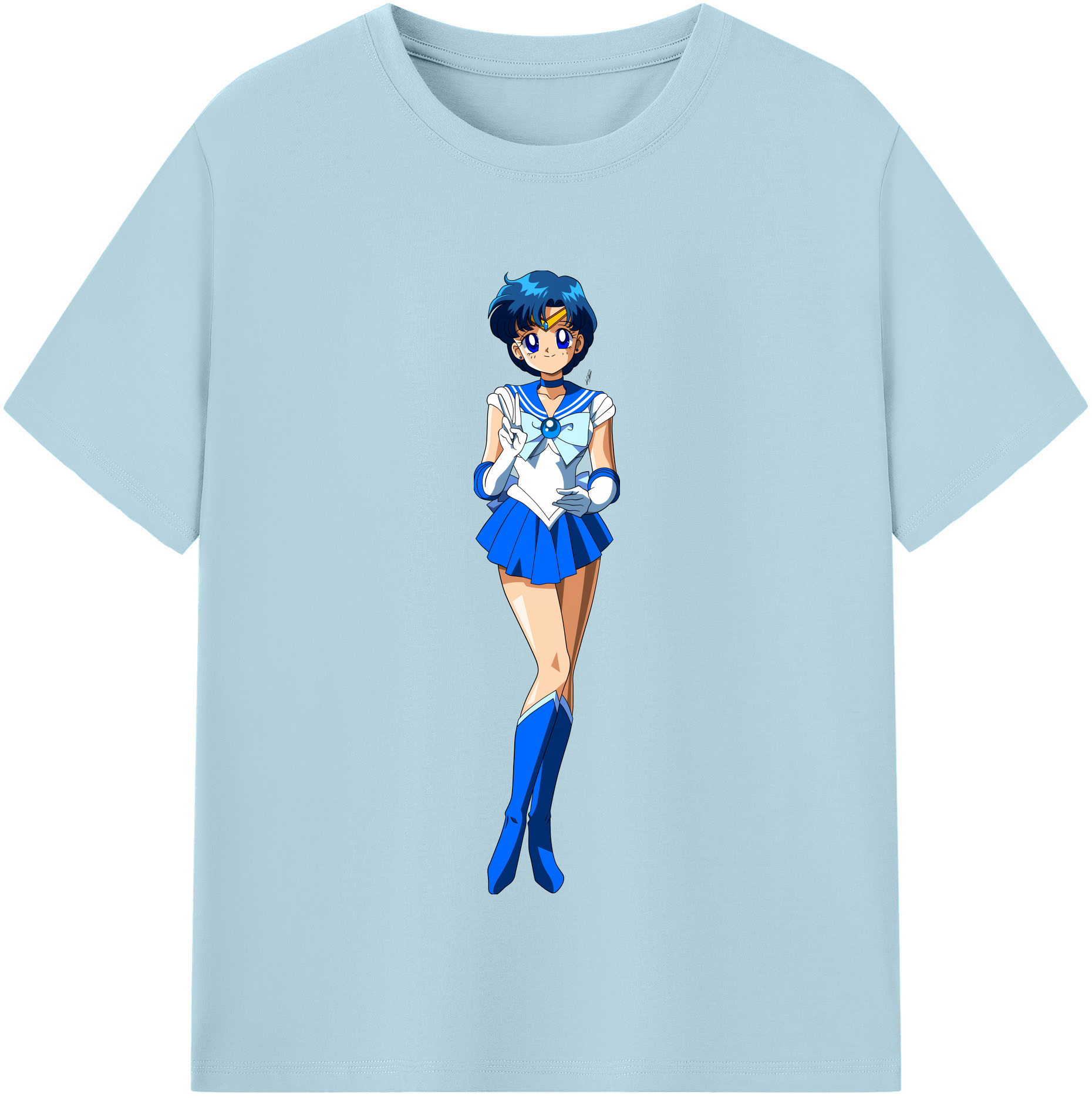 （画像用） 美少女戦士セーラームーン 水野 亜美 みずの あみ Sailor Moon Mizuno Ami 綿100％半袖Tシャツ（フロントプリント）